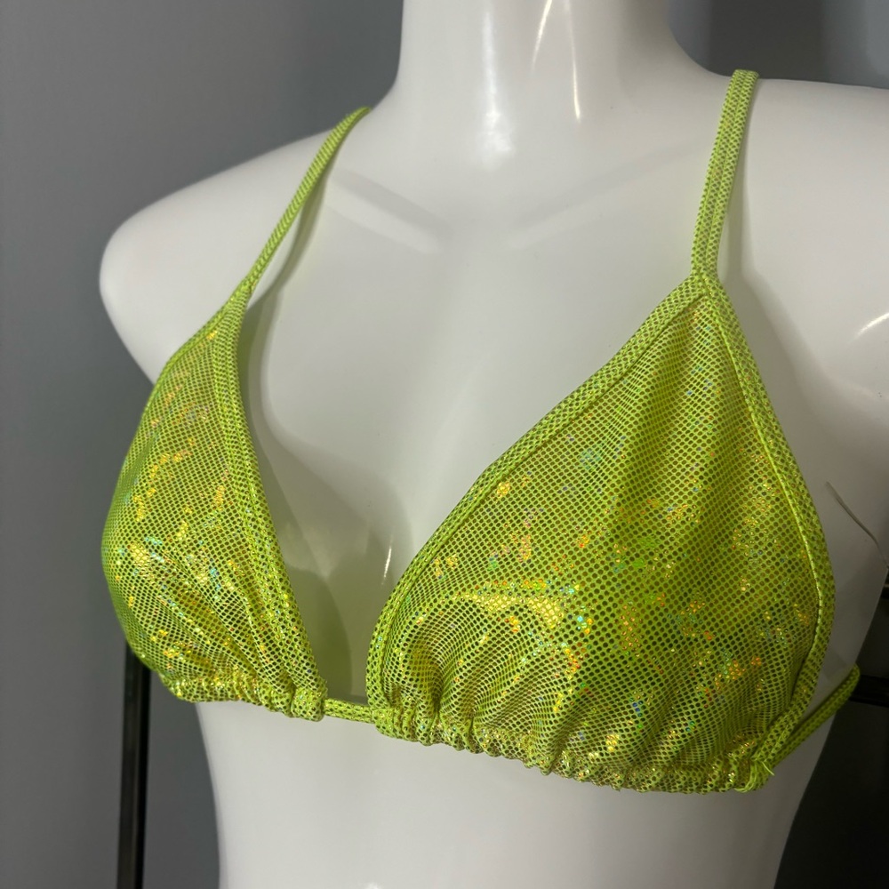 Have Faith Neon Yellow Green Bikini Top
